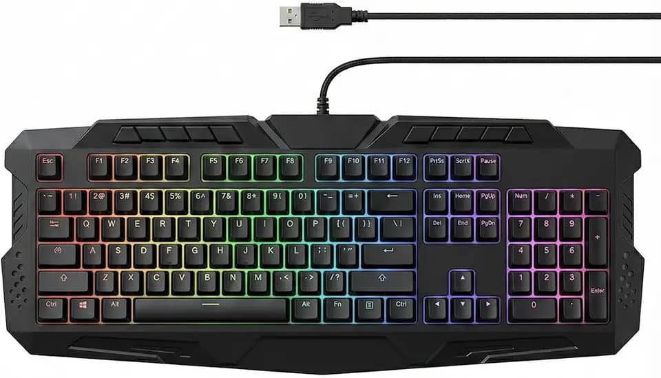 Teclado Gamer Mecânico RGB com Iluminação Ajustável, Teclas de Resposta Rápida, Layout ABNT2, Conexão USB com Fio, Atalhos Multimídia, Design Ergonômico Ideal para Jogos, Escritório, PC e Notebook
