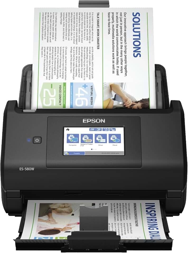 EPSON Scanner WorkForce ES-580W - Documentos, Wireless, ADF, OCR, Bivolt, Preto