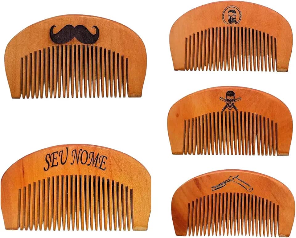 Pente de Madeira Para Barba e Bigode em Alta Definição - Fazemos Personalização