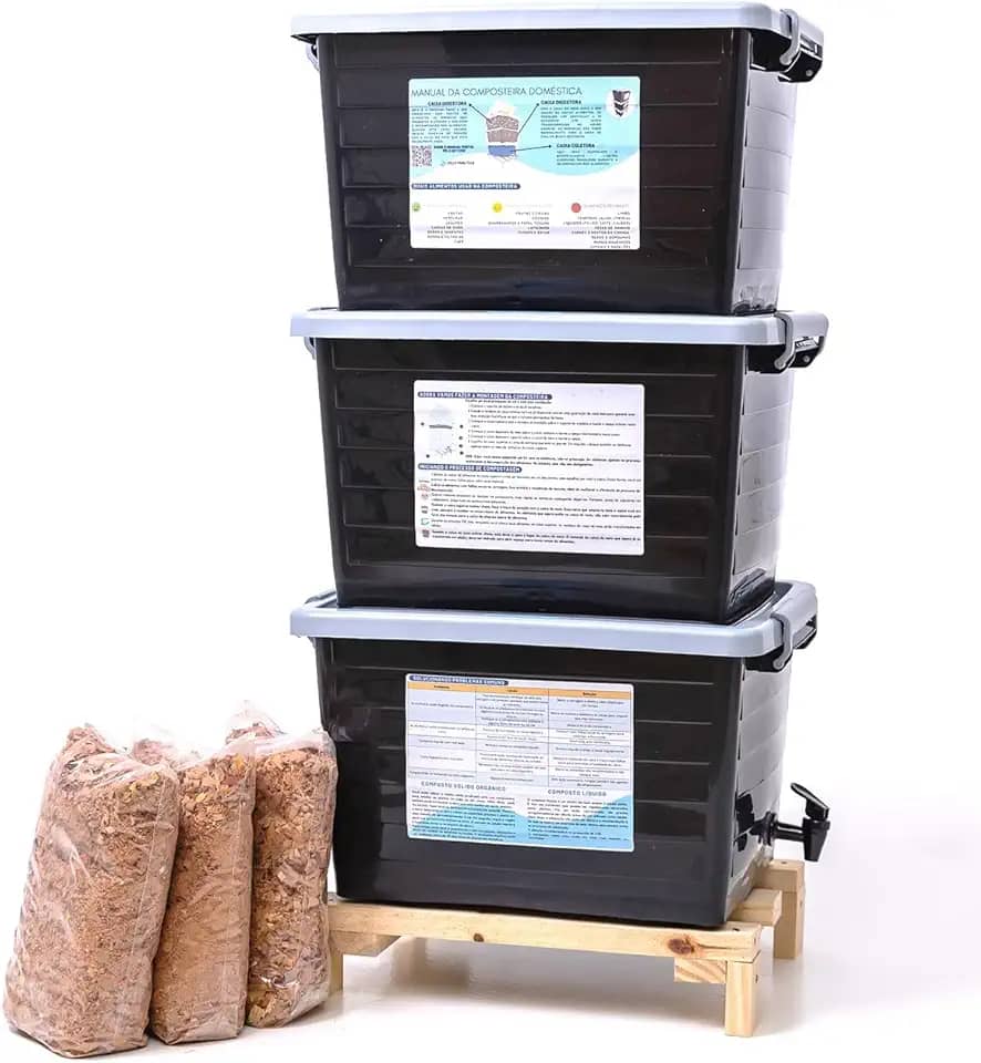 Composteira Doméstica Minhocário 90l - Produza seu próprio adubo por compostagem