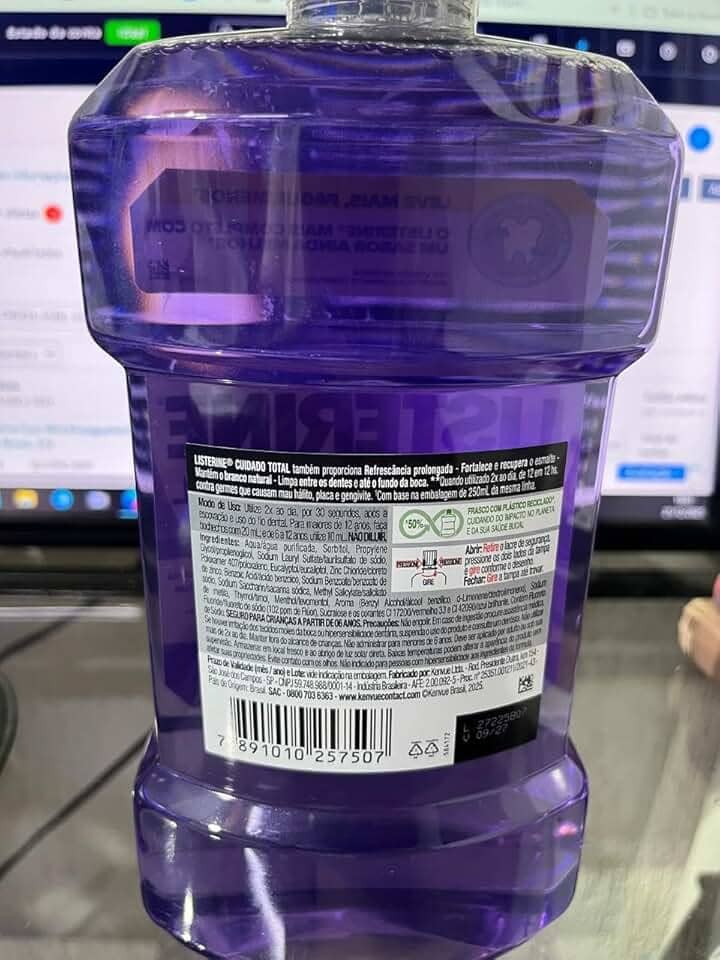 Listerine Cuidado Total Antisséptico Bucal, Refrescância Suave, Sem Álcool, 1L