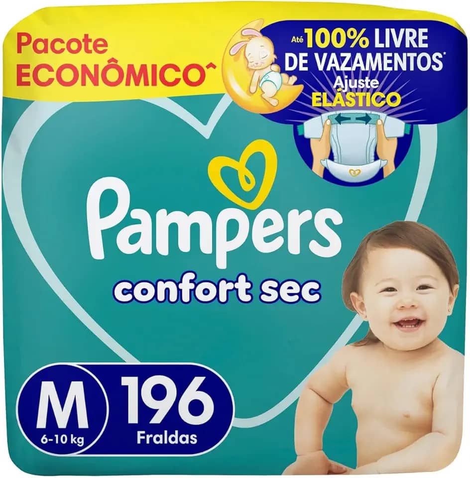 Fralda Pampers Confort Sec Tamanho M 196 Unidades