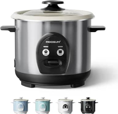 Panela de arroz elétrica de um toque para arroz japonês asiático de sushi, 3 xícaras cruas/6 xícaras, panela rápida e conveniente com panela interna antiaderente de cerâmica, caixa de aço