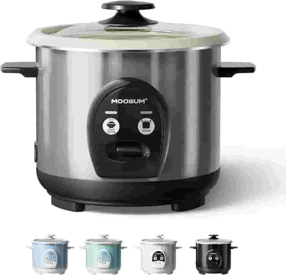 Panela de arroz elétrica de um toque para arroz japonês asiático de sushi, 3 xícaras cruas/6 xícaras, panela rápida e conveniente com panela interna antiaderente de cerâmica, caixa de aço