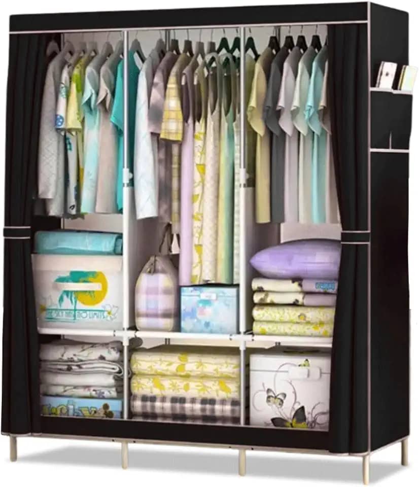 Guarda Roupa Dobrável Armário Organizador de Roupas Camiseta Calça 3 Portas Multiuso