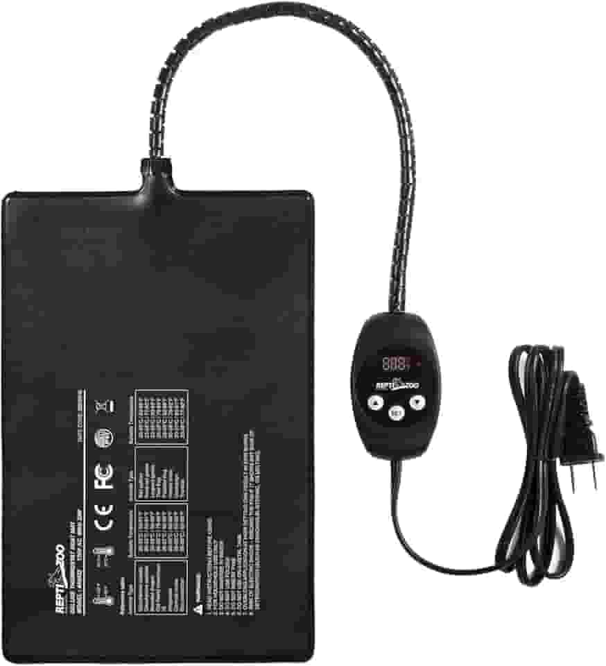 REPTI ZOO Tapete térmico de réptil com termostato - Almofada de aquecimento de répteis com controle de temperatura para tanque de 10-40 galas, répteis, anfíbios, caranguejo eremita lagarto de cobra (23W)
