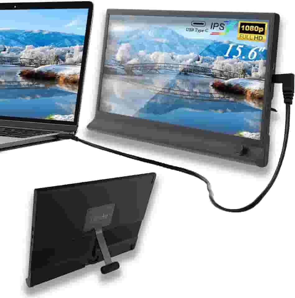 15.6' Extensor De Monitor De Laptop, 1920 X 1080 FHD IPS Monitor Portatil Duas Telas Para Notebook, Monitor Duplo Para Laptops, Laptop Plug and Play, Suporta Pc, Celular, Notebook