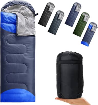 Saco de dormir para acampamento, 3 estações, clima quente e frio, leve, impermeável, mochila portátil para adultos e crianças - acessórios essenciais para acampamento, caminhadas, viagens
