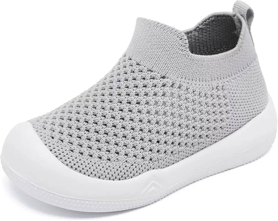 Sapatos de caminhada para bebês, meninos, meninas, antiderrapantes, para uso interno, respirável, quente, elástico, com sola de memória, protege os dedos dos pés e atividades ao ar livre