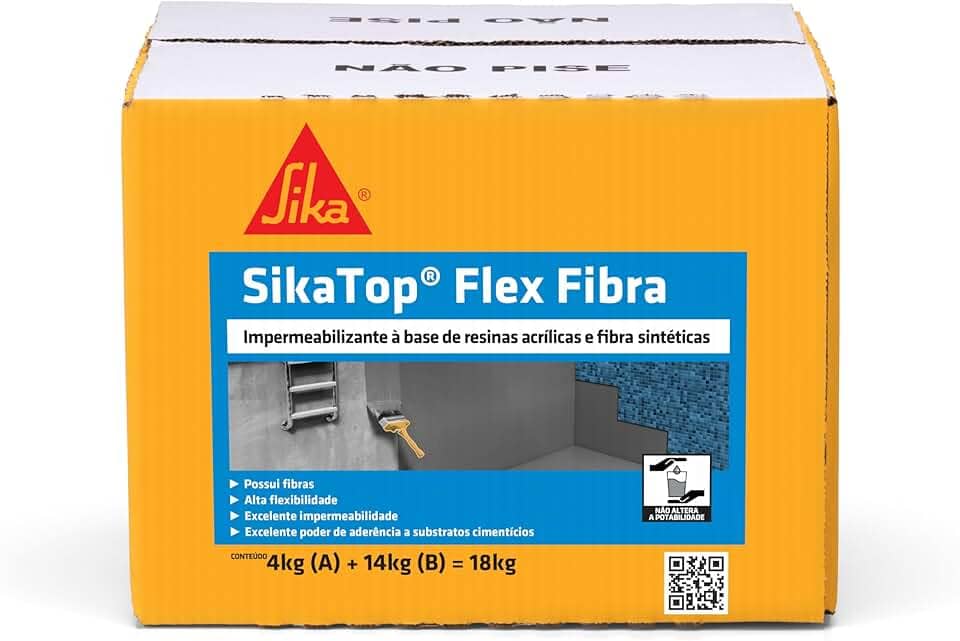 Sika - Impermeabilizante - SikaTop Flex Fibra Cinza - - Concreto - Pronto para uso - Caixa com 18kg