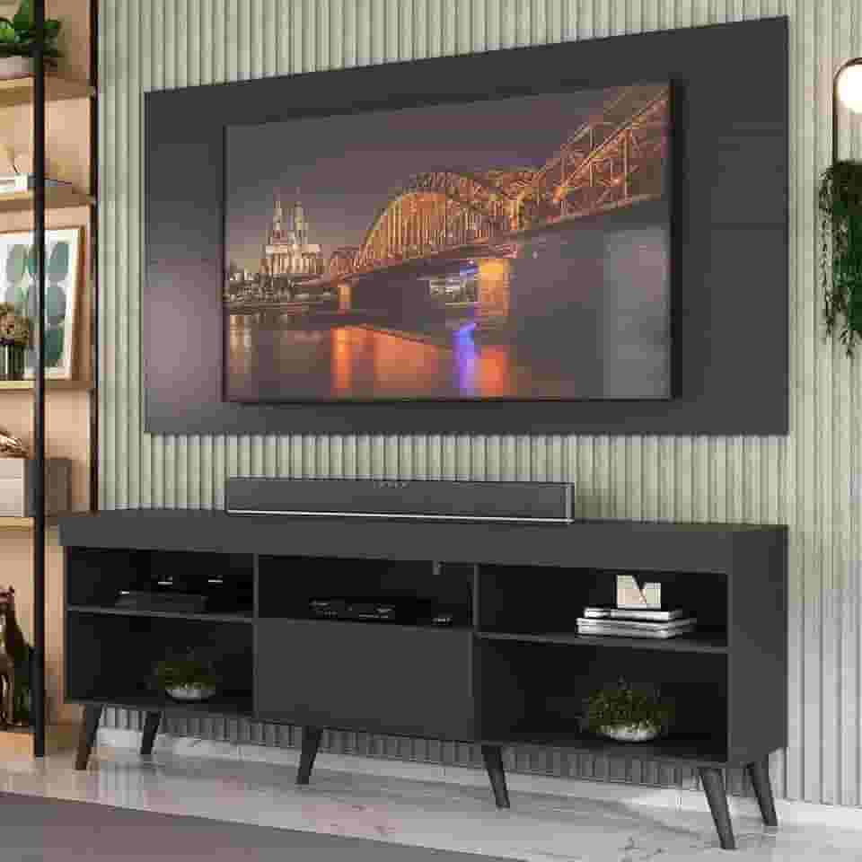 Rack com Painel Tv 65' Retrô Flórida Up Multimóveis Mp1042 Preto