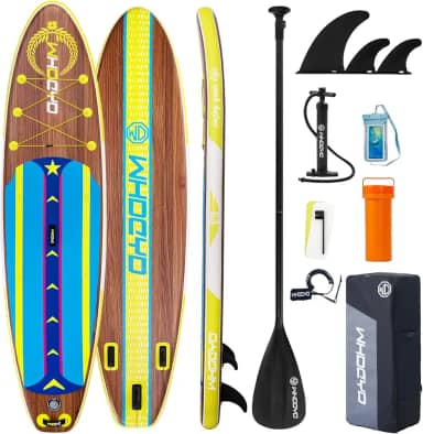 Prancha de stand up paddle inflável 11' × 33' × 6', prancha de ioga com acessórios duráveis para adultos e jovens, prancha de remo versátil