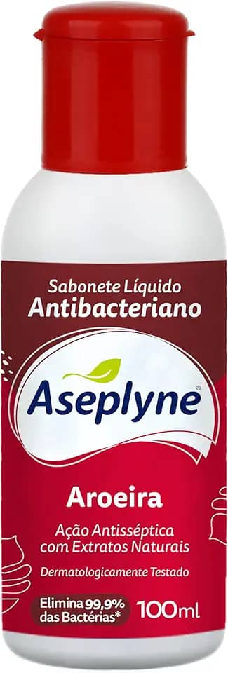 Aseplyne, Sabonete Líquido, Antisséptico, Aroma Aroeira, 100 ml, Vermelho