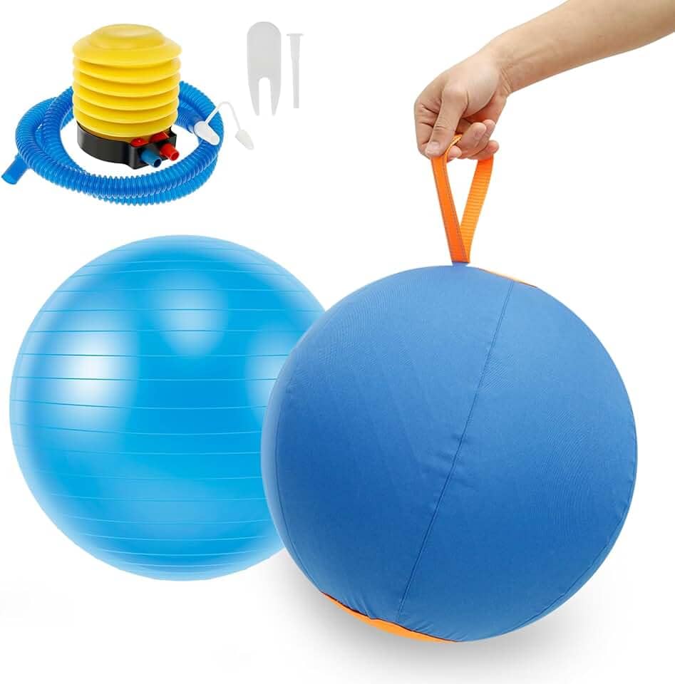 Bola de pastoreio para cães de 45,7 cm com bomba, bola azul Collie para pastoreio, brinquedos grandes para cães de pastoreio, equipamento de agilidade para cães para treinamento de agilidade de pastor