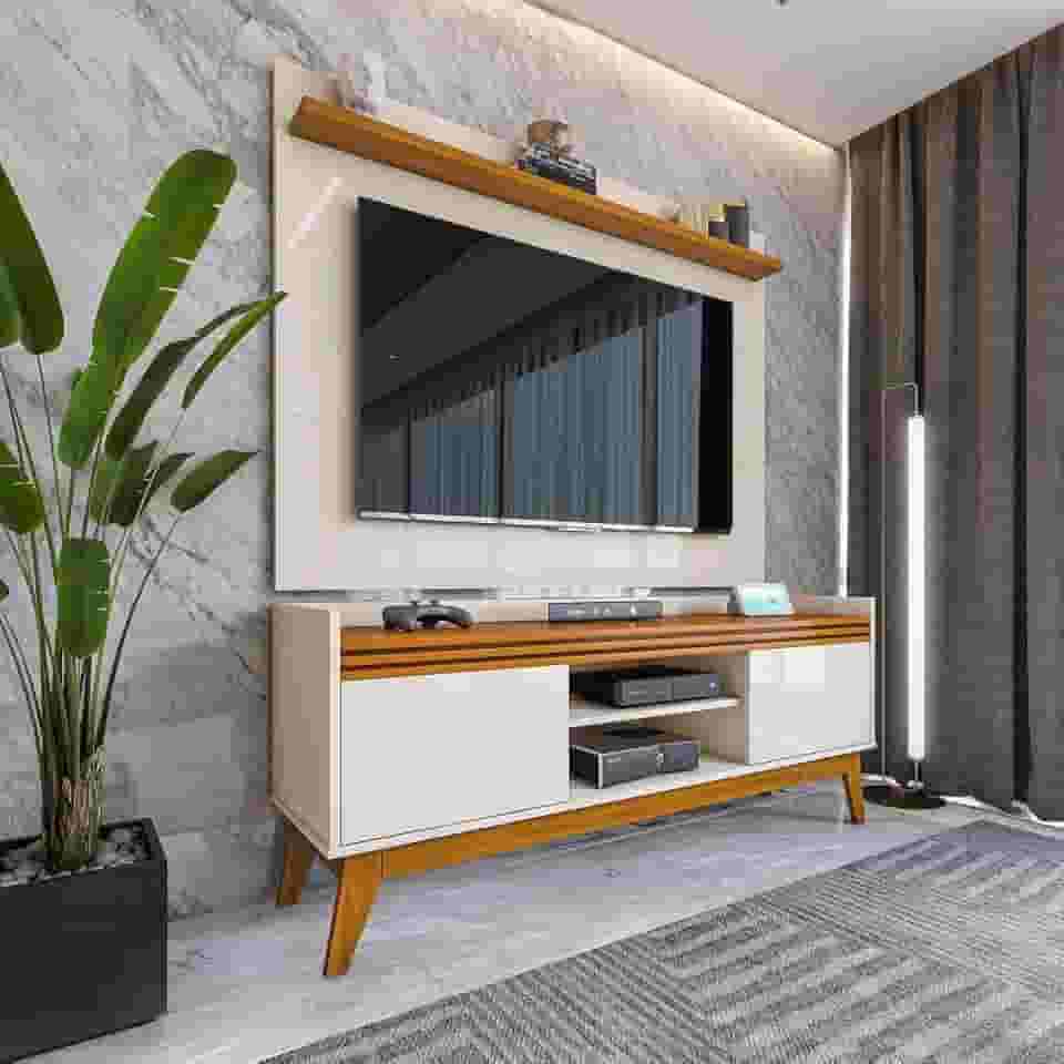 VIANOSSA - Rack ripado 2 Portas com Painel para Tv 50 Polegadas Astúrias 136cm