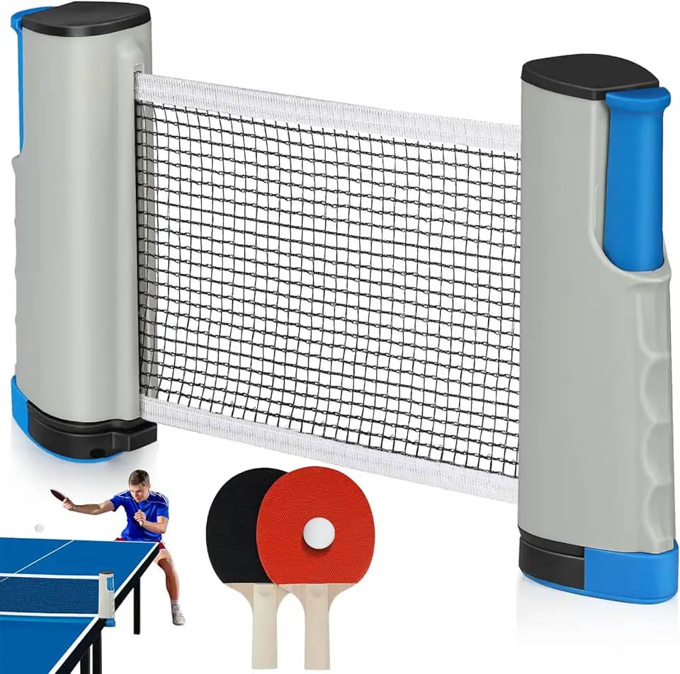 150 * 14 cm Kit Tenis de Mesa, Rede Ping Pong com 2 Raquetes, 3 Bolas e Suporte, Kit Ping Pong Profissional Raquete, Raquete Tenis de Mesa