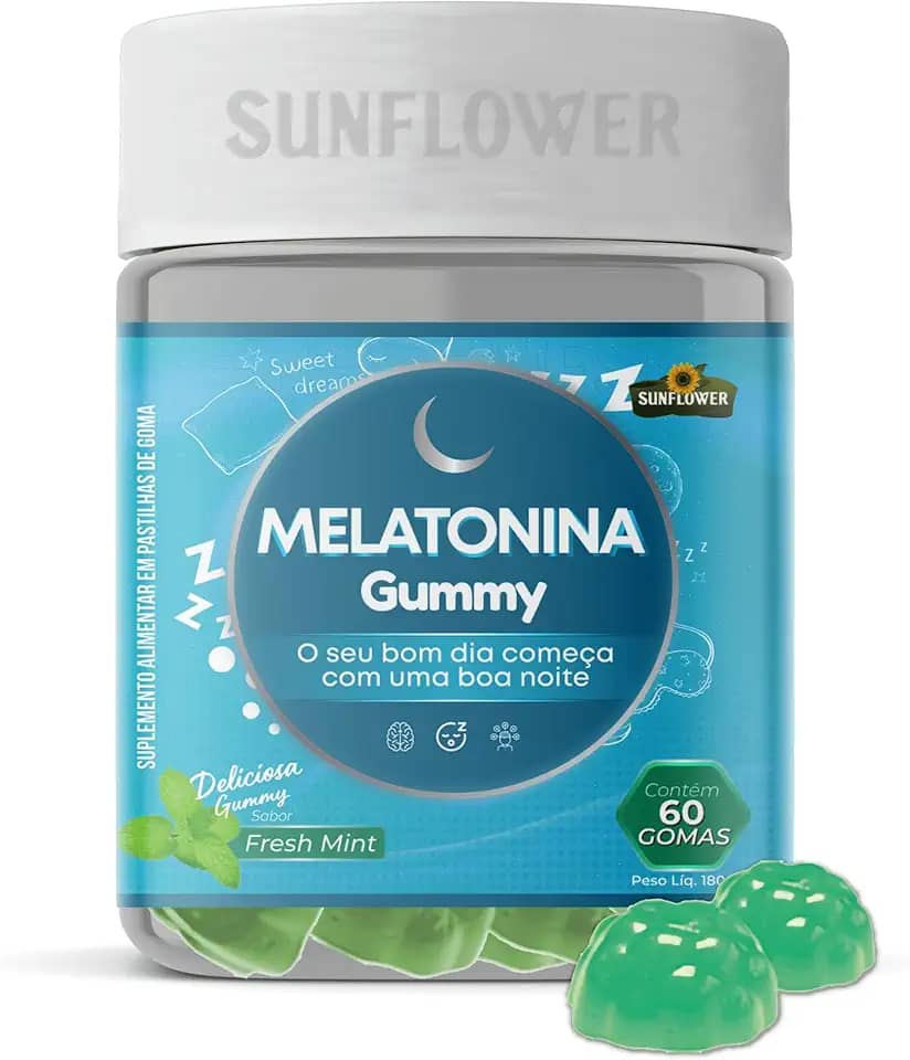 Melatonina - Melatonina Gummy - Melatonina em Goma 210mcg 60 gomas Sunflower (60 gomas, Menta)
