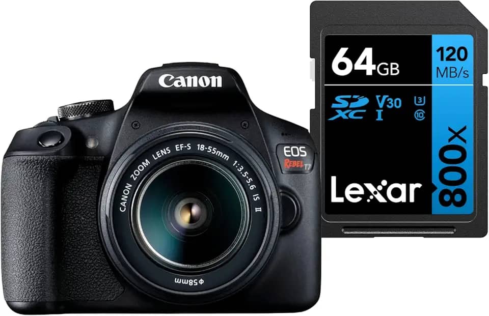 Câmera Digital Canon EOS Rebel T7+ S18-55 IS II BR kit com Cartão de Memória Lexar Blue 64GB