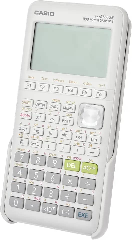 Casio Calculadora gráfica branca fx-9750GIII (fx-9750GIII-WE), 4 pilhas AA necessárias. (incluídas)