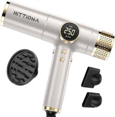 Secador de cabelo iônico com difusor – secador de cabelo profissional de tensão dupla de 2000 W, secador de íons negativos para todos os tipos de cabelo, secagem rápida e baixo ruído, design leve e