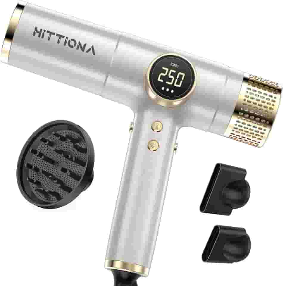 Secador de cabelo iônico com difusor – secador de cabelo profissional de tensão dupla de 2000 W, secador de íons negativos para todos os tipos de cabelo, secagem rápida e baixo ruído, design leve e