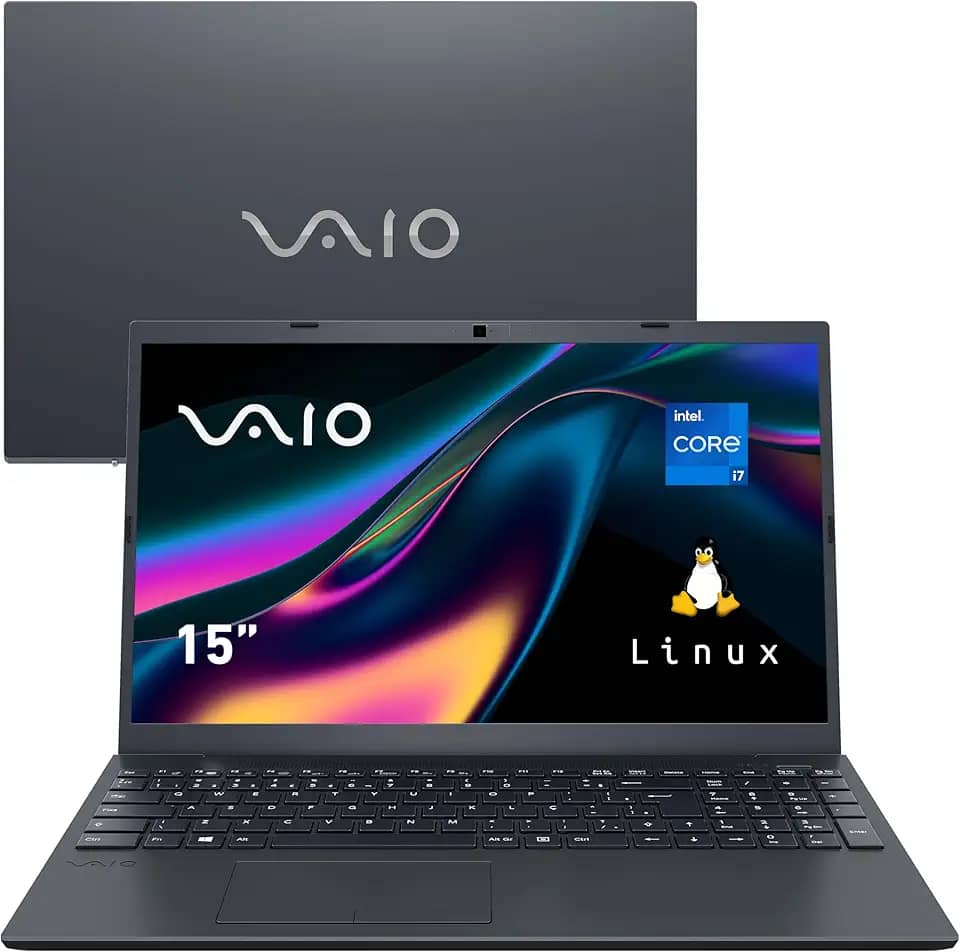 Notebook VAIO FE15, Intel Core i7 12th, 16GB 512GB SSD, Tela 15,6'' Full HD Antirreflexo, Linux - Cinza Grafite, VJFE54F11XB2731H