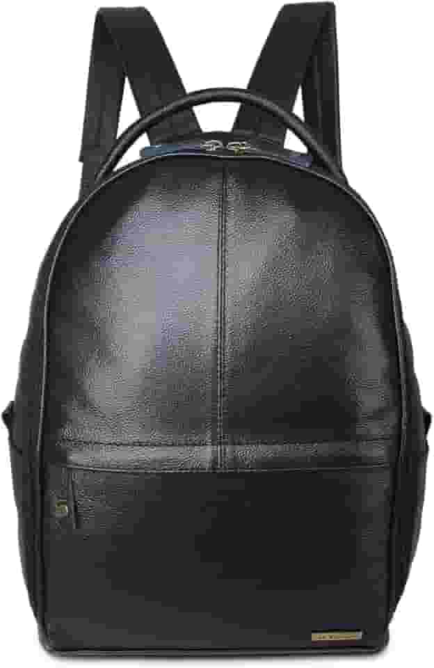 Mochila Grande de Couro Bovino Com Suporte Para Notebook Cor:Preto