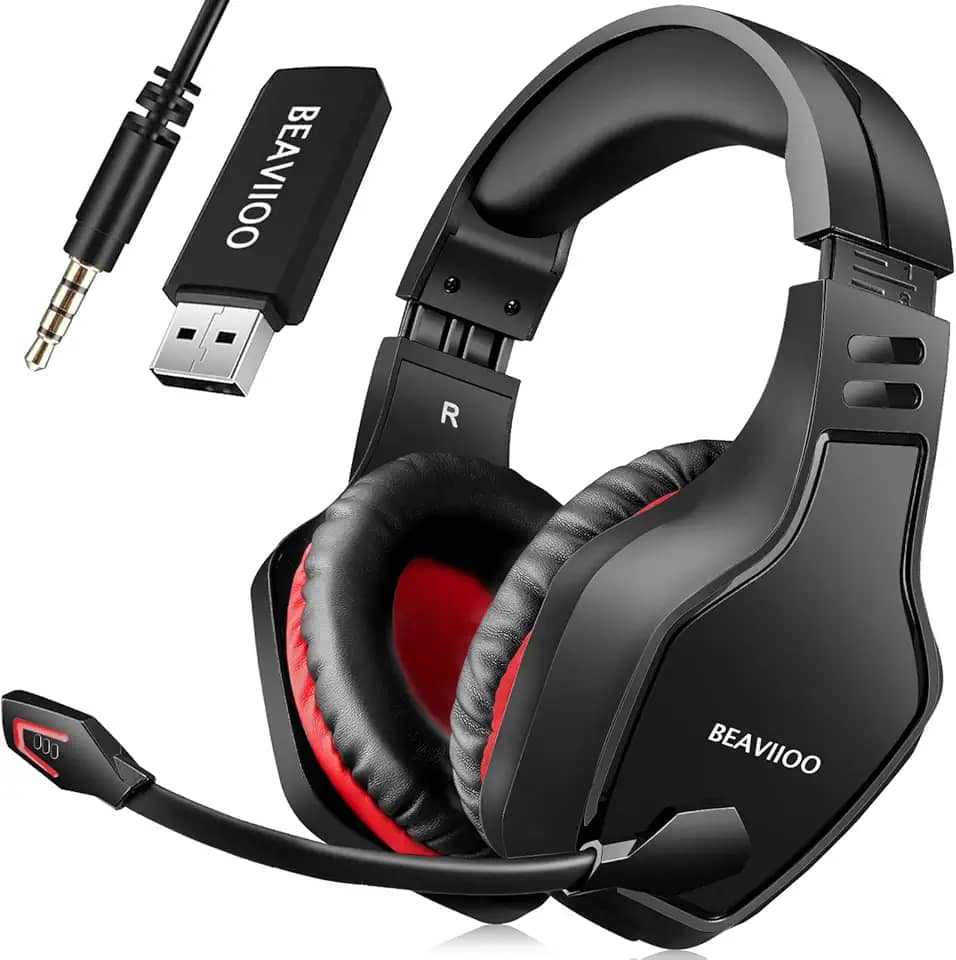 Wireless Gaming Headset PC, PS5, PS4-50-Hr Battery, Noise-Canceling Mic, Surround Sound, for Immersive Gaming, Virtual Meetings, All-Day Comfort, Gamers & Professionals (Update)