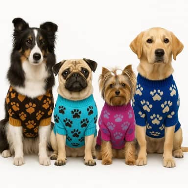 Roupa de Inverno Pet para Cães Pequenos e Médios Estampa de Patinhas Cores Sortidas (Macho, Pequeno)