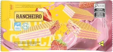 Biscoito Wafer Rancheiro Morango 78g – Leve, Crocante e Vegano, Recheio Cremoso de Morango