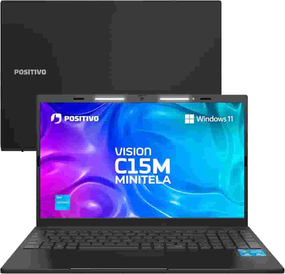 Notebook Positivo Vision C15M Intel Celeron N4500 Windows 11 Home 4GB RAM 128GB eMMC Tela 15' Full HD IPS Antirreflexo - Minitela e Tecla Copilot - Cinza