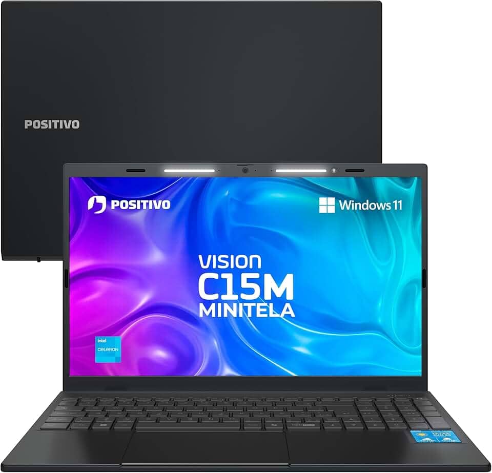 Notebook Positivo Vision C15M Intel Celeron N4500 Windows 11 Home 4GB RAM 128GB eMMC Tela 15" Full HD IPS Antirreflexo - Minitela e Tecla Copilot - Cinza