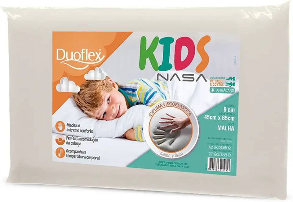Travesseiro Kids Nasa, Duoflex, Branco, Pacote de 1
