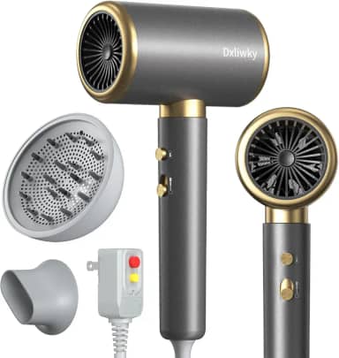 Secador De Cabelo Iônico Com Difusor E Concentrador, Secador Potente De 1875 W Com Secagem Rápida, Temperatura Constante, Secador De Cabelo Compacto E Leve Para Salão De Beleza Em Casa E Em