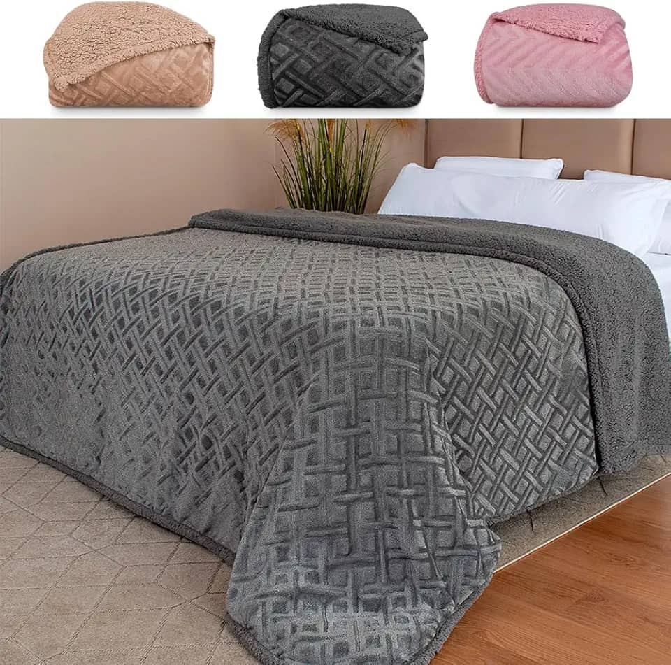 Coberdrom Edredom Manta King Aveludado com Sherpa Soft Dupla face - BF Colchões