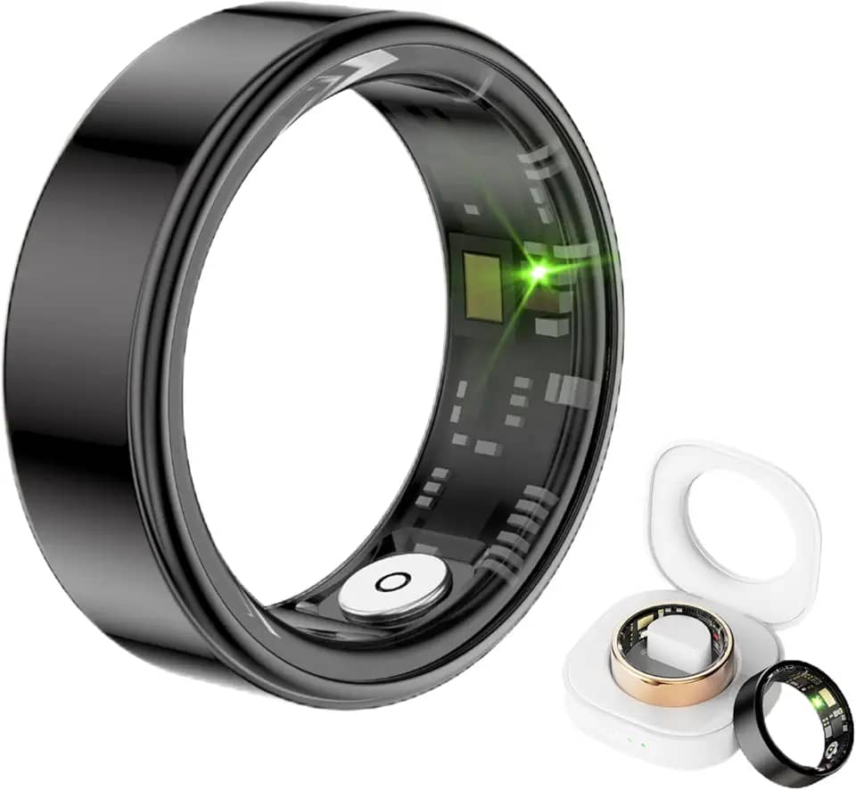 Smart Ring Health Tracker, Anillo Inteligente para Hombre, Anéis de Saúde para Homens e Mulheres, Rastreador de Fitness Impermeável (Preto, nº 10)