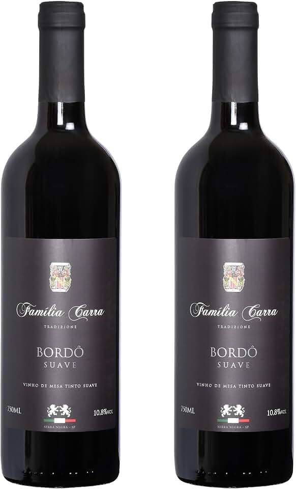 Kit 2 Vinhos Bordô Suave Família Carra 750 ml Gourmet Present Drink Especial Natal Coquetel Exótico Premium