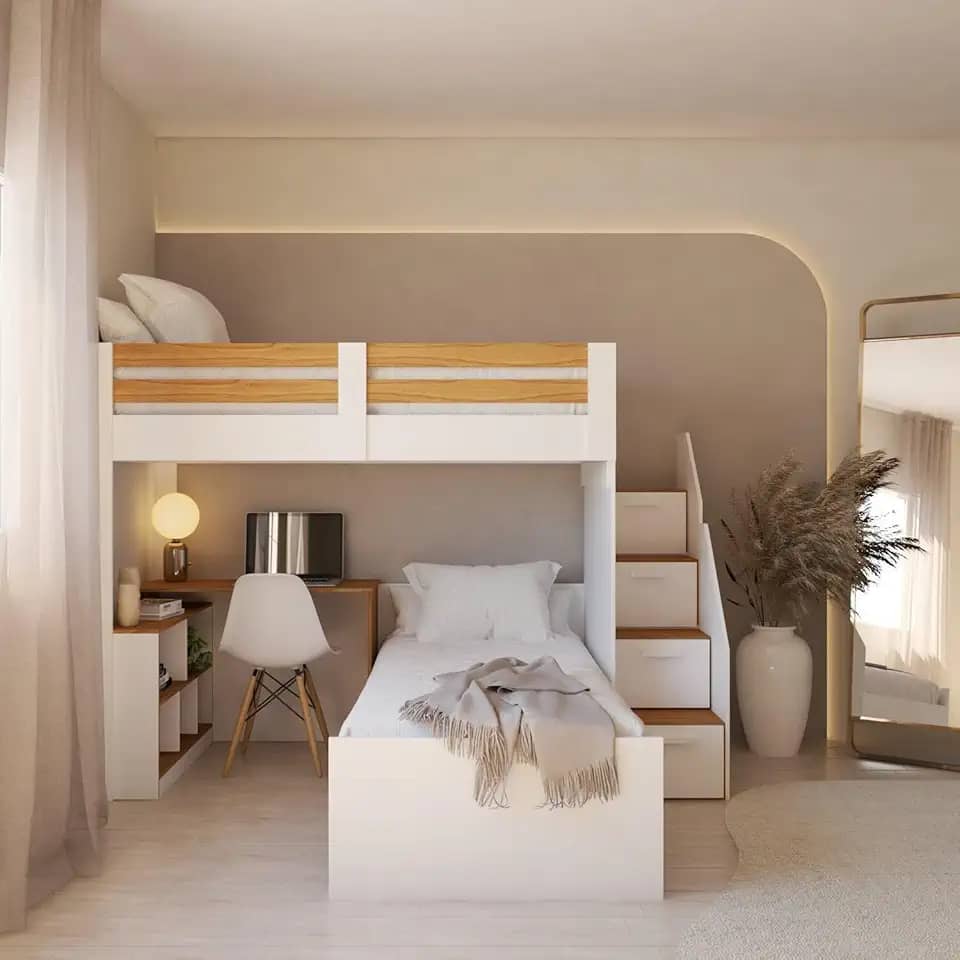 Beliche Multifuncional Solteiro Adulto com Escrivaninha Star Office Casatema Branco/Freijó