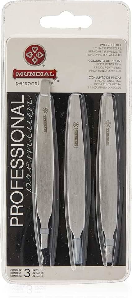 Kit Pinças Profissionais 3 Peças, Mundial S/A, Prateado