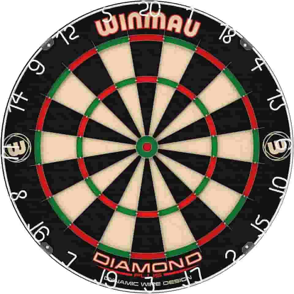 Winmau Alvo de dardos Diamond Plus Tournament com Bullseye sem grampos para pontuações mais altas e menos balanços