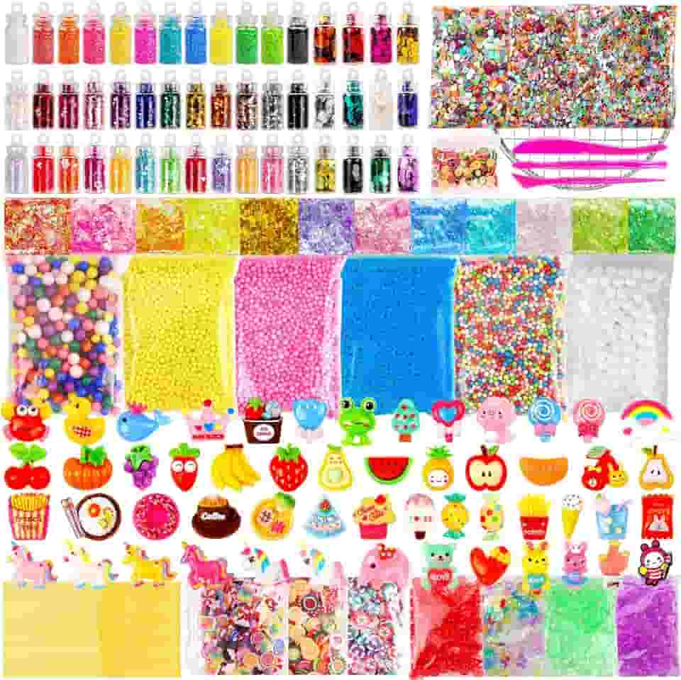 175 Pack Slime Making Supplies Kit, Slime Add Ins Mix Ins Accessories Includes Slimes Charms, Foam Balls, Glitter Sequins Accessories for Making Creative Slimes Kit