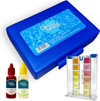 Estojo Medidor PH e Cloro CORAL COAST Kit Completo para Análise de Água Soluções e Comparador