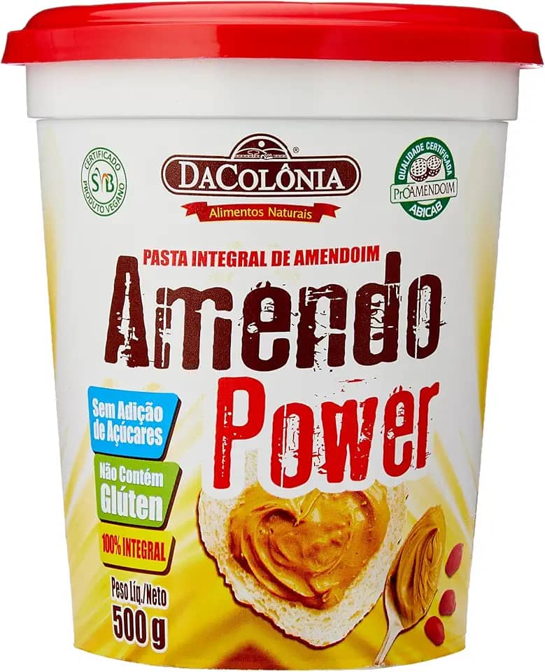 DaColônia Amendopower - Pasta De Amendoim Integral, Zero, 500G