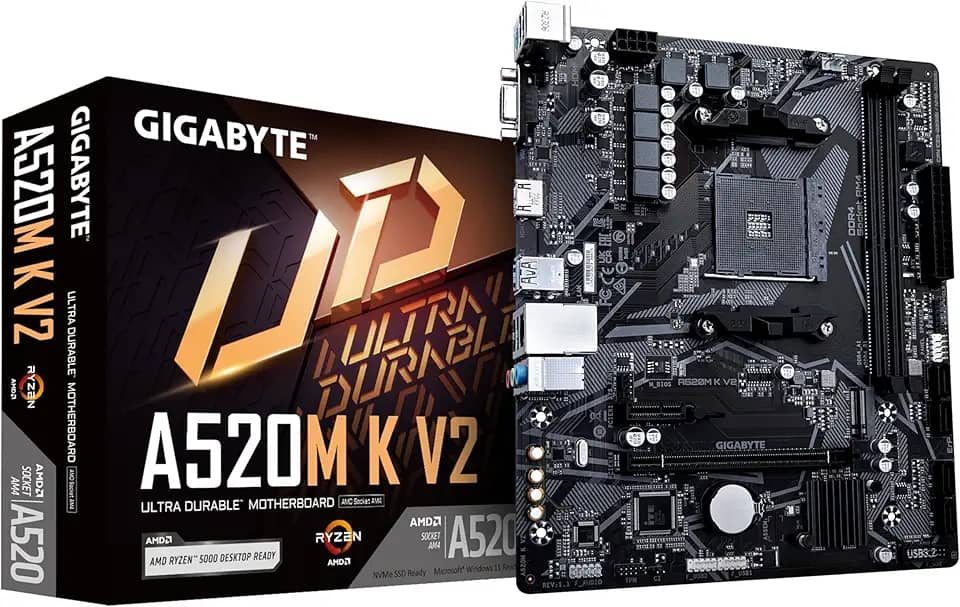 Placa Mãe Gigabyte A520M K V2 (AM4/2xDDR4/HDMI/D-Sub/M.2/USB 3.2)