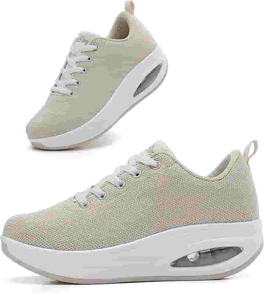 Tênis feminino confortável | Sapatos para mulheres viajando | 5 cm Air Cushion Rocker Bottom