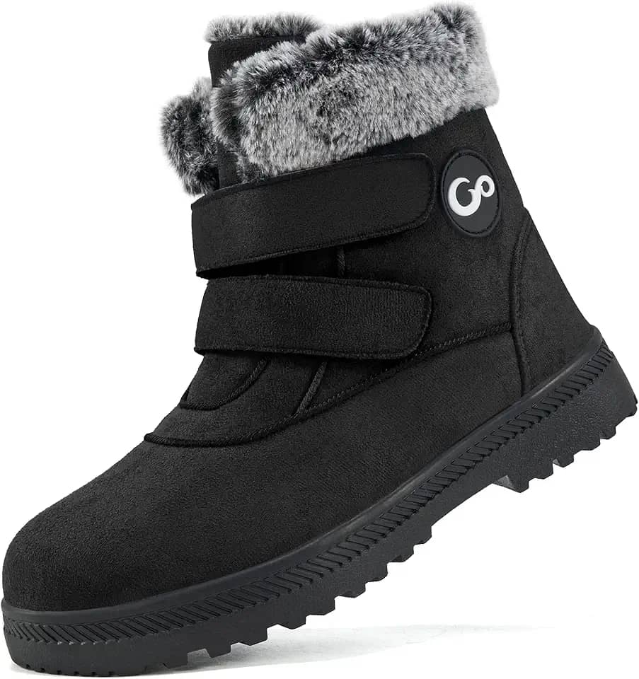 Botas femininas de inverno para neve botas curtas forradas com pele quente para mulheres botas antiderrapantes com laço duplo de gancho confortável sapatos ao ar livre