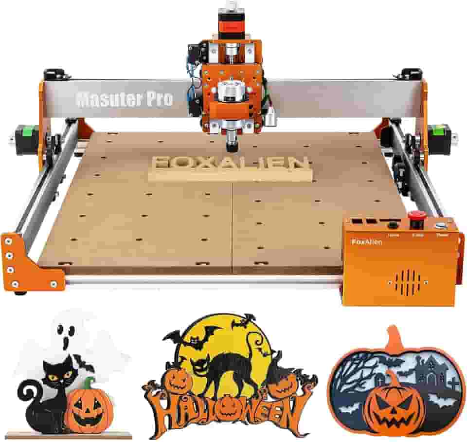 FoxAlien Máquina Roteadora Masuter Pro Cnc, Fresadora de 3 Eixos Atualizada, Fresadora de Metal para Madeira, Acrílico, Mdf, Corte de Escultura Em Nylon