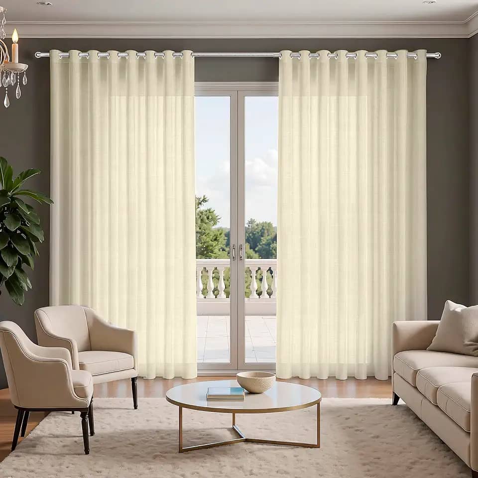 Cortina Gaze Linho Com Forro Microfibra 4,00x2,30 Para Varão (Bege)