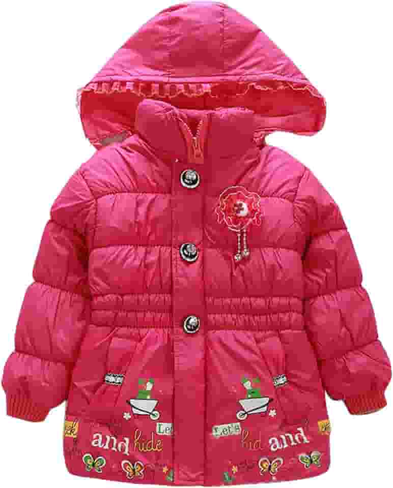 Casaco acolchoado com capuz e flores espessas para bebês e crianças