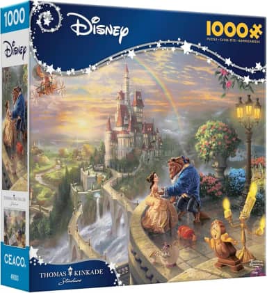 Ceaco - Disney - Thomas Kinkade - A Bela e a Fera se apaixonando - Quebra-cabeça de 1000 peças para adultos - Quebra-cabeça desafiador perfeito para noites de jogos